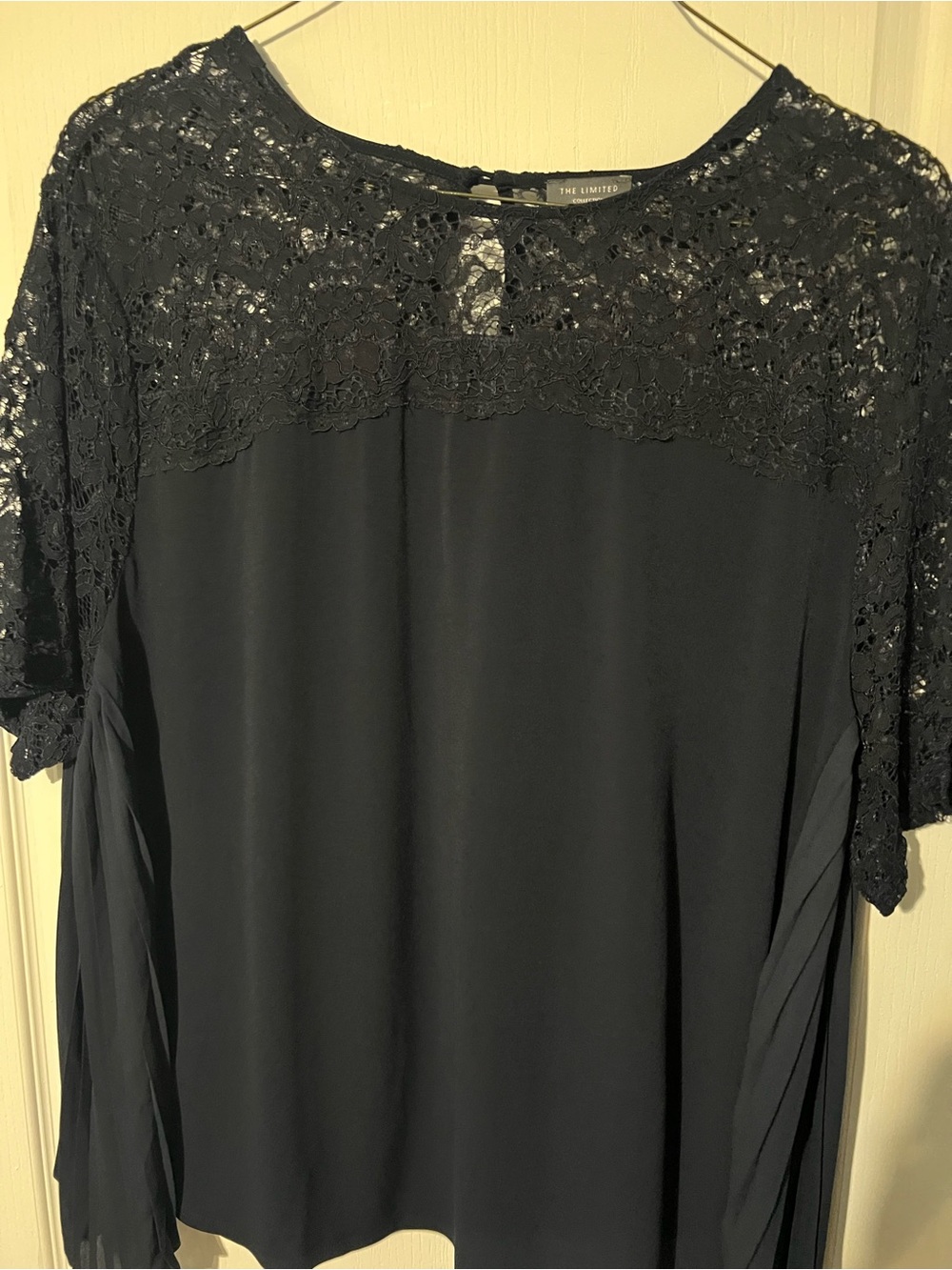 The Limited Navy Lace Yoke Top